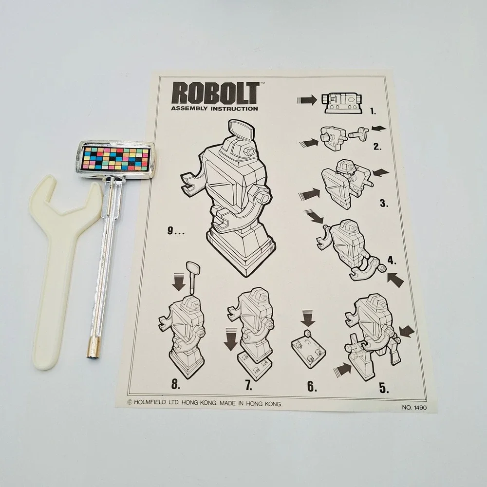 Vintage ROBOLT No 1490 Take Apart Rolling Robot Toy Box Parts Repair As-Is